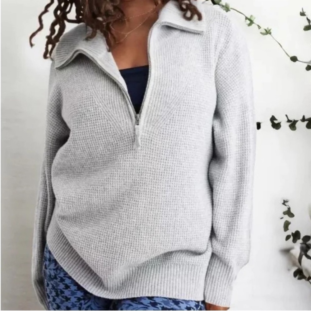 Aerie Cozyup Waffle Quarter Zip Sweater